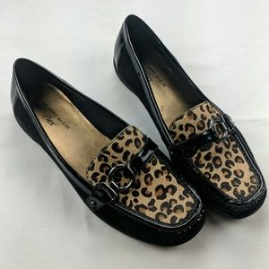 Anne Klein Black Patent Leopard Loafers *91/2*
